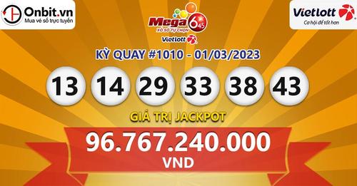 Hai vé số Vietlott cùng trúng giải Jackpot hơn 96,7 tỉ đồng